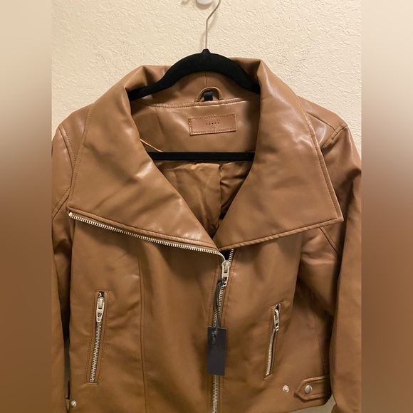 Blank NYC Brown Faux Leather Full Zip Moto Jacket New W/ Tag Biker Grunge City - Picture 5 of 10